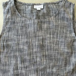 J Jill gray/white linen tunic, S Small